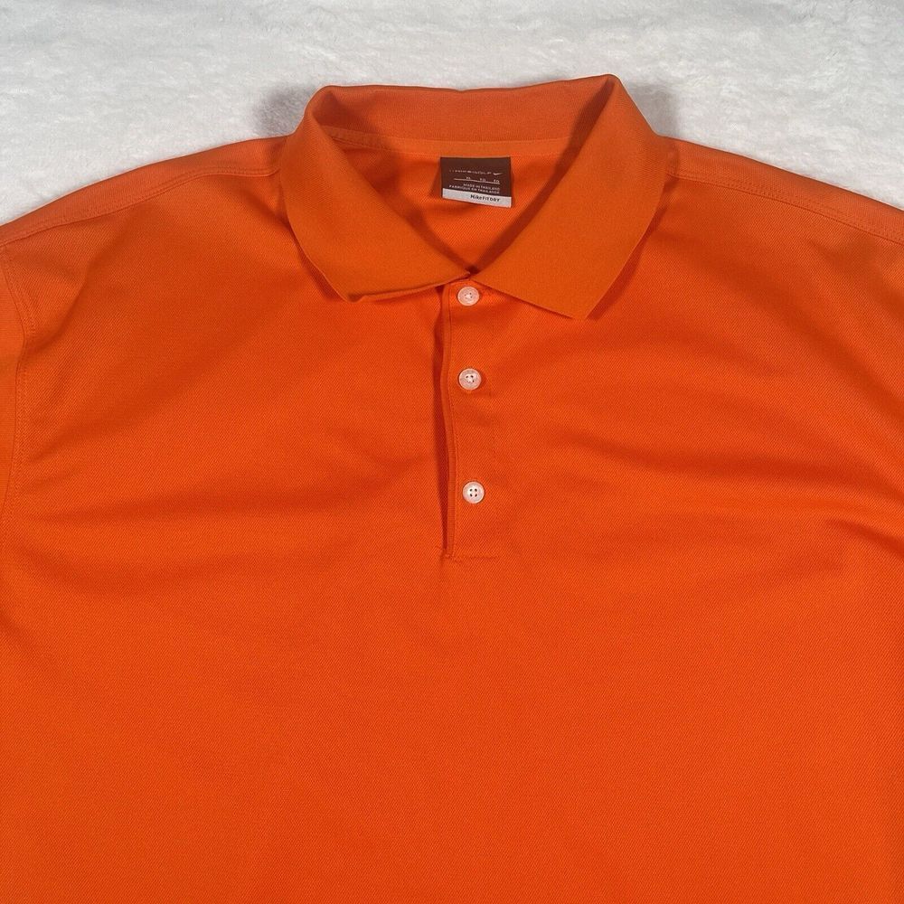 Nike‎ Golf Fit Dry Tech Mens XL Orange Polo Shirt Outdoors Athletic Casualcore